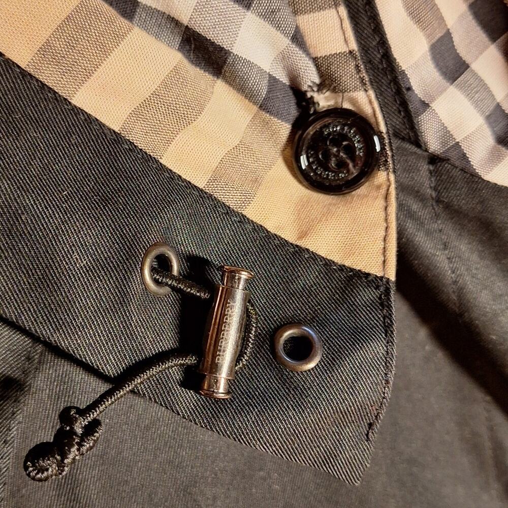 Burberry Carmen Trench coat Black canvas nova check plaid interior button down - Picture 12 of 16